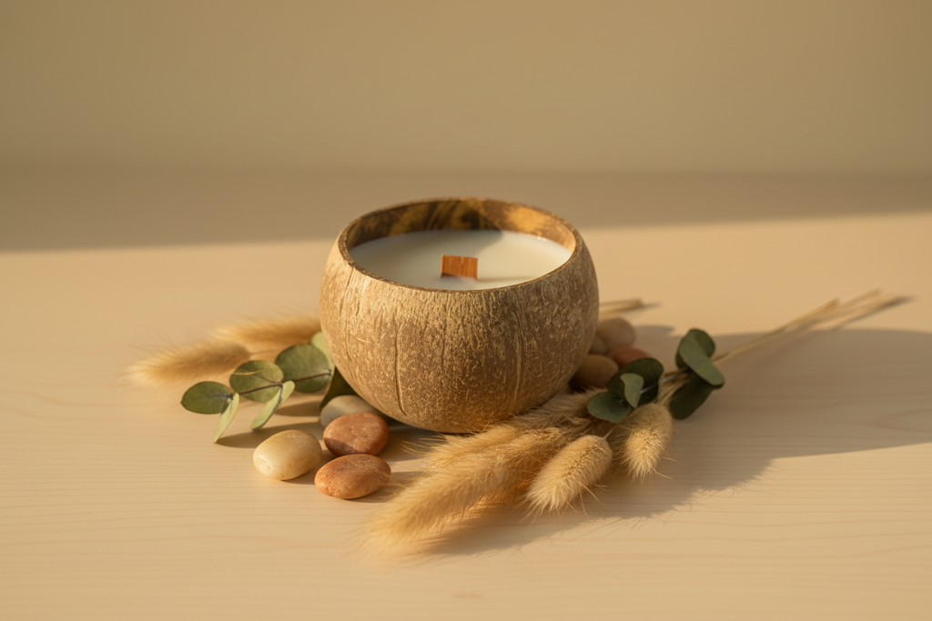 Bougie d'aromathérapie en coquille de noix de coco