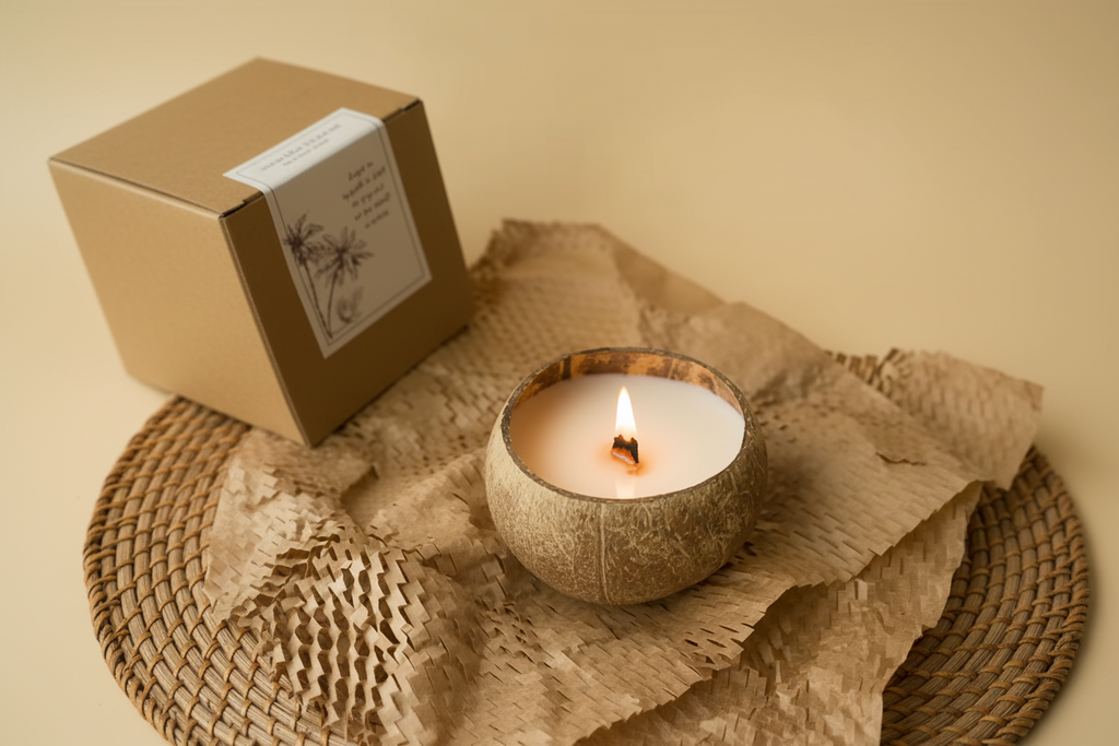 Bougie d'aromathérapie en coquille de noix de coco