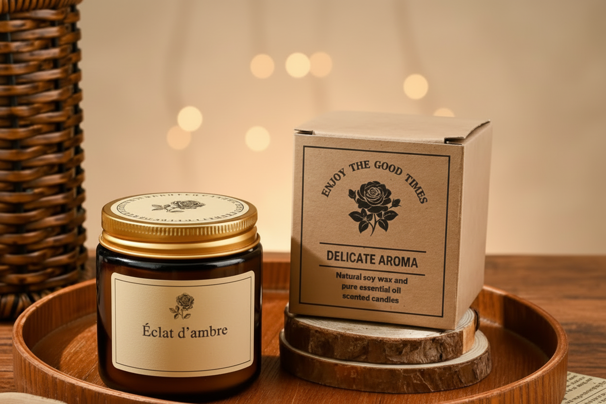 Bougie parfumée en verre ambré Thé blanc D’orchidée